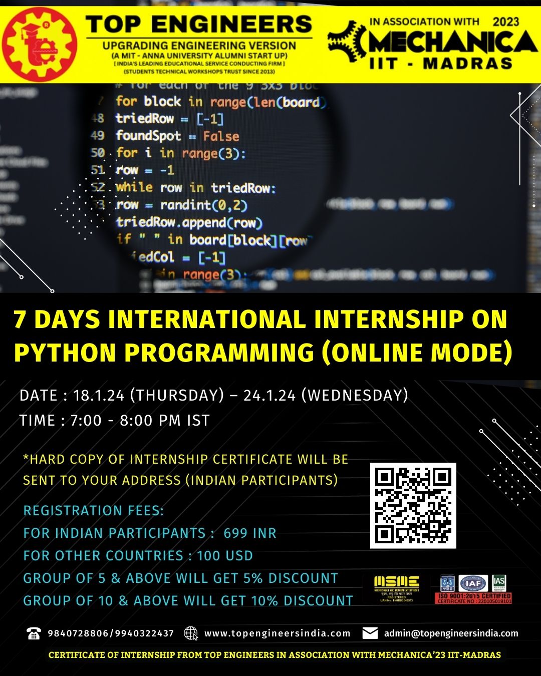 7 Days International Internship on Python Programming [online Mode] 2024